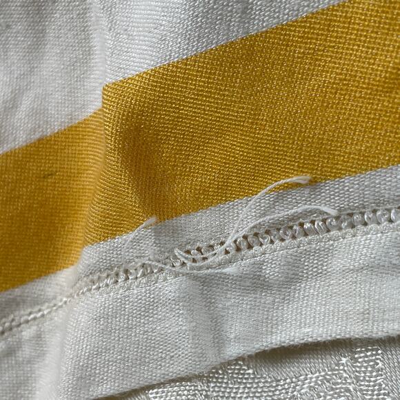 Vintage Set 8 Linen Napkins Cream w/ Yellow Boarder Embroidered Red Rose 14x13 - Picture 5 of 12